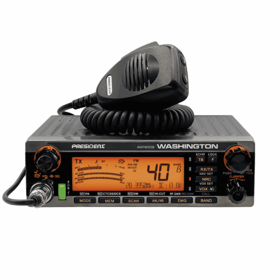 Emisora 10 metros President Washington AM/FM/SSB – 80W PEP | APM | Relay Automático
