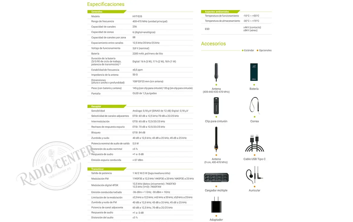 HYTERA S1 PRO LF HYT-S35 WALKIE PMR446 USO LIBRE DMR ANALOGICO