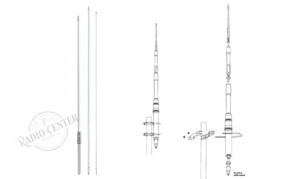 PRESIDENT HIMALAYA WB ANTENA BASE CB-HF 1/2 ONDA 22-30 MHz FIBRA SIN RADIALES