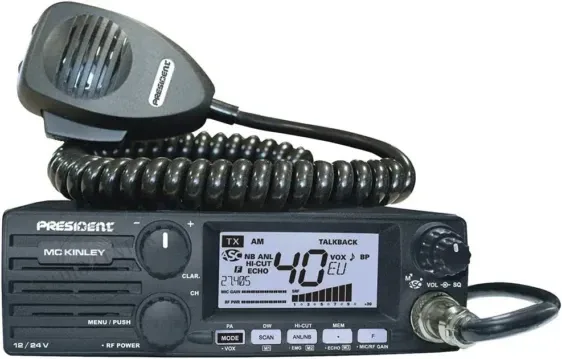 President MC Kinley ASC — Emisora CB 27 MHz AM/FM/SSB Bi-tensión 12/24 V