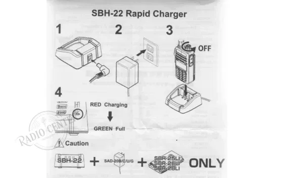 CARGADOR RÁPIDO YAESU SBH-22 PARA WALKIE-TALKIES FT-4V Y FT-4X